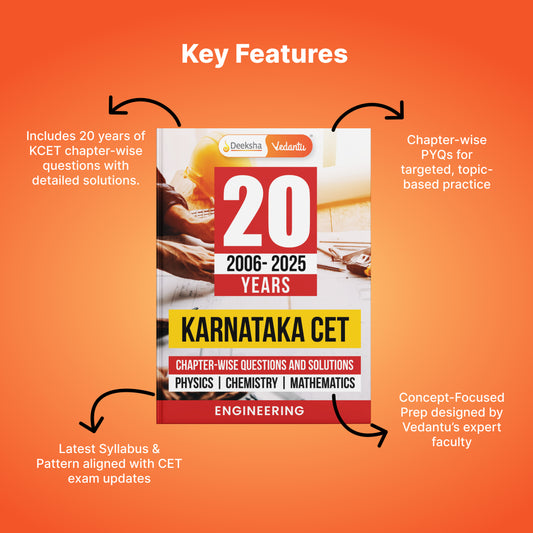 Deeksha Vedantu 20 Years Karnataka CET Book For 2026 Exam | Physics Chemistry Mathematics Set Of 1 | KCET (2006-2025) Chapterwise Questions & Solutions | Engineering Entrance Exam Preparation Book